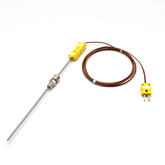 K-Type Sheathed Thermocouple 0-1000℃,R1/8 screw thread, Thermocouple Plug with 2M/6.6Ft Compensating lead wire